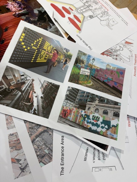 More images of how Canada house will look when open, there's a page for the Social space and the white room. The heritage hall has a lively musical performance against red stage curtains